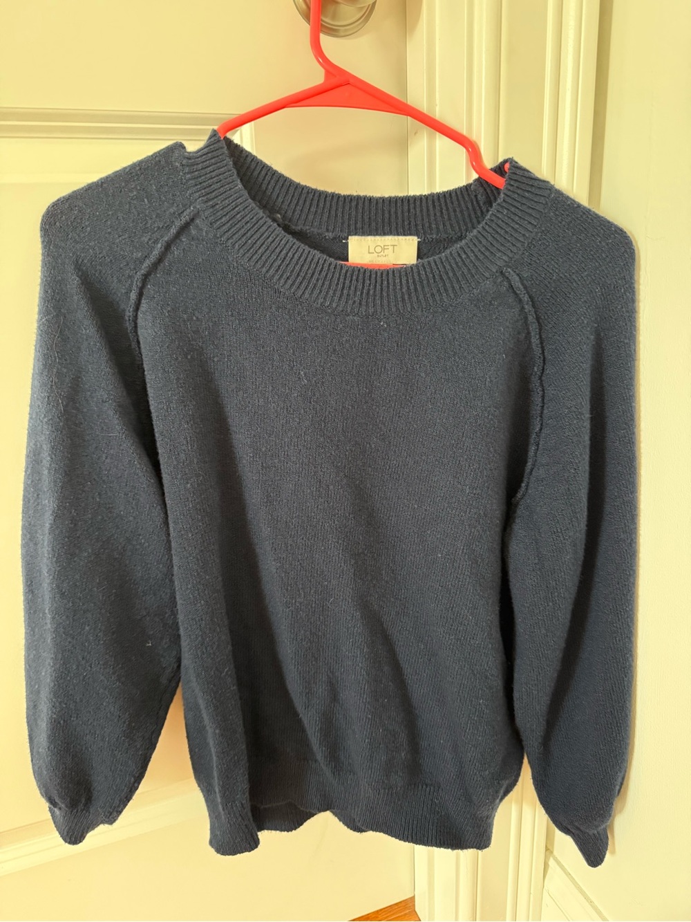 LOFT Navy Crewneck 3 quarter sleeve Sweater -